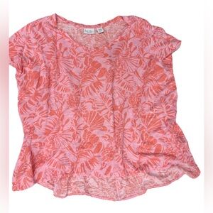 Nicole Miller Coral Floral Linen Top size 3X